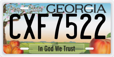 GA license plate CXF7522