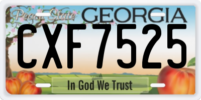 GA license plate CXF7525