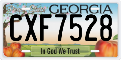GA license plate CXF7528
