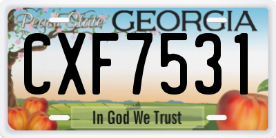GA license plate CXF7531