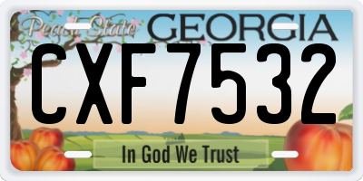 GA license plate CXF7532