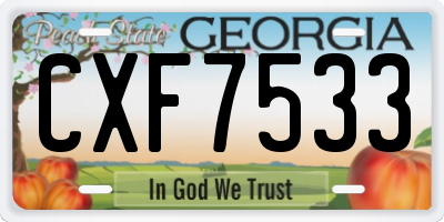 GA license plate CXF7533