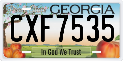 GA license plate CXF7535