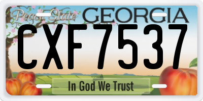 GA license plate CXF7537