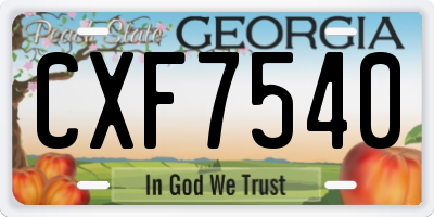 GA license plate CXF7540