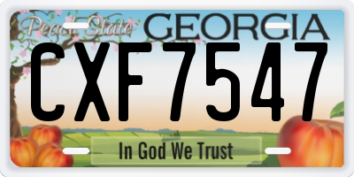 GA license plate CXF7547