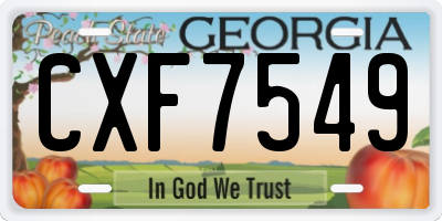 GA license plate CXF7549
