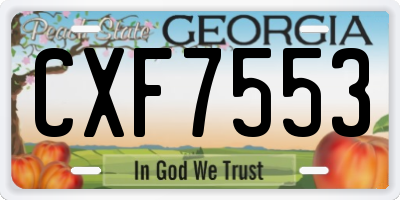 GA license plate CXF7553