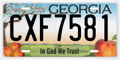 GA license plate CXF7581