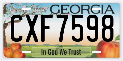 GA license plate CXF7598