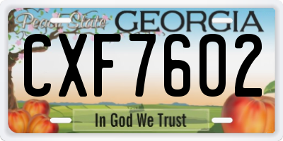 GA license plate CXF7602