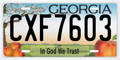GA license plate CXF7603