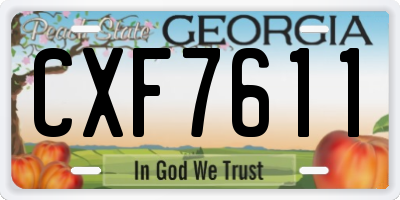 GA license plate CXF7611