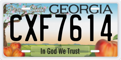 GA license plate CXF7614