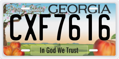 GA license plate CXF7616