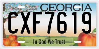 GA license plate CXF7619