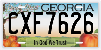 GA license plate CXF7626