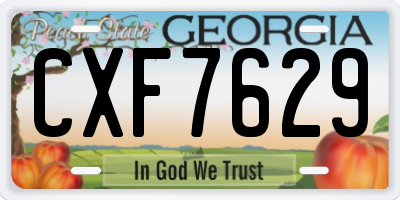 GA license plate CXF7629