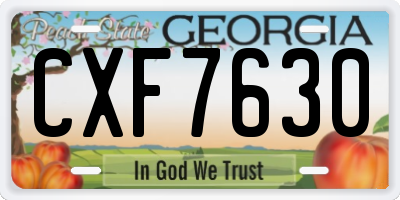 GA license plate CXF7630