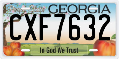 GA license plate CXF7632