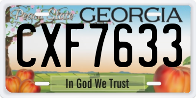 GA license plate CXF7633