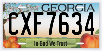 GA license plate CXF7634