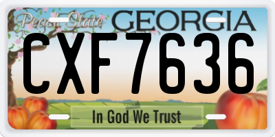 GA license plate CXF7636