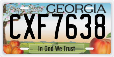 GA license plate CXF7638