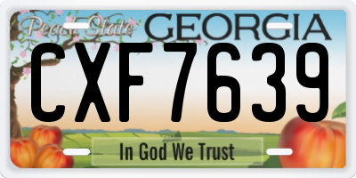 GA license plate CXF7639