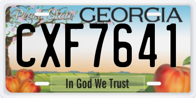 GA license plate CXF7641