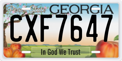 GA license plate CXF7647