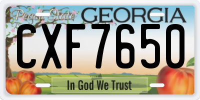 GA license plate CXF7650