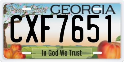 GA license plate CXF7651