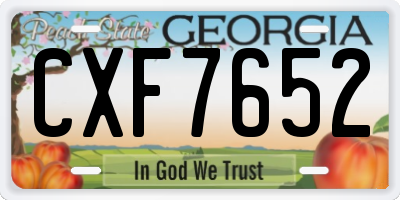 GA license plate CXF7652