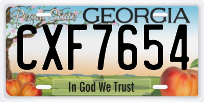 GA license plate CXF7654