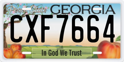 GA license plate CXF7664