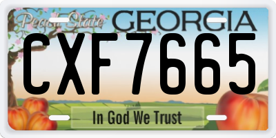 GA license plate CXF7665
