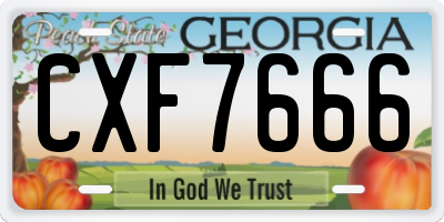 GA license plate CXF7666