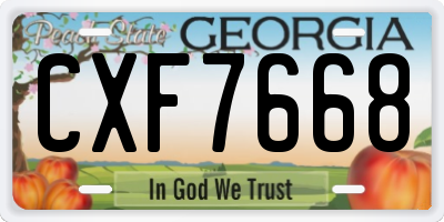 GA license plate CXF7668