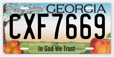 GA license plate CXF7669