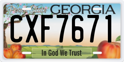GA license plate CXF7671