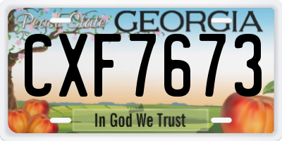 GA license plate CXF7673