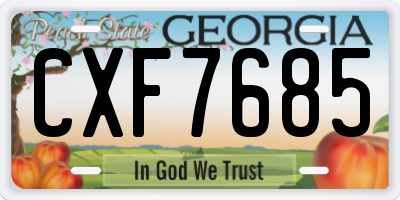 GA license plate CXF7685