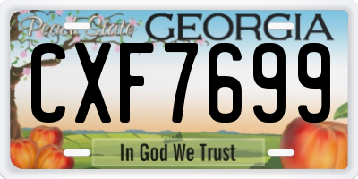 GA license plate CXF7699
