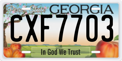 GA license plate CXF7703