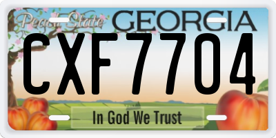 GA license plate CXF7704