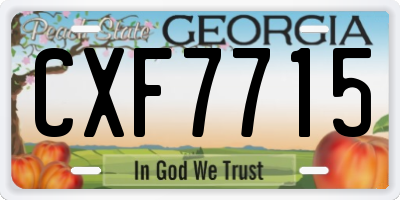 GA license plate CXF7715