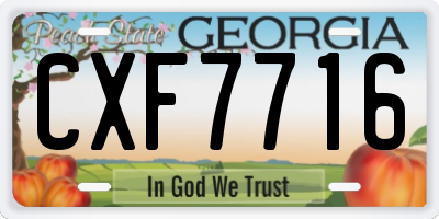 GA license plate CXF7716