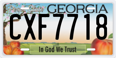 GA license plate CXF7718