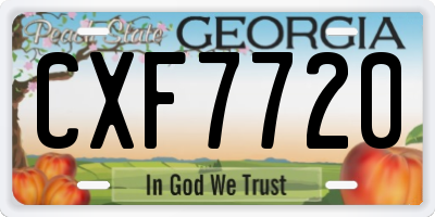 GA license plate CXF7720